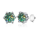 Sterling Silver 925 1ct Moissanite 6-Claw Stud Earrings Unisex Magnetic Hole BandsCo Straps