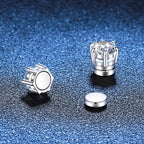 Sterling Silver 925 1ct Moissanite 6-Claw Stud Earrings Unisex Magnetic Hole BandsCo Straps