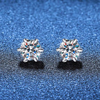 Sterling Silver 925 1ct Moissanite 6-Claw Stud Earrings Unisex Magnetic Hole BandsCo Straps