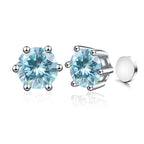 Sterling Silver 925 1ct Moissanite 6-Claw Stud Earrings Unisex Magnetic Hole BandsCo Straps