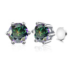 Sterling Silver 925 1ct Moissanite 6-Claw Stud Earrings Unisex Magnetic Hole BandsCo Straps