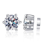 Sterling Silver 925 1ct Moissanite 6-Claw Stud Earrings Unisex Magnetic Hole BandsCo Straps