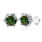 Sterling Silver 925 1ct Moissanite 6-Claw Stud Earrings Unisex Magnetic Hole BandsCo Straps
