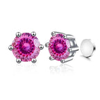 Sterling Silver 925 1ct Moissanite 6-Claw Stud Earrings Unisex Magnetic Hole BandsCo Straps