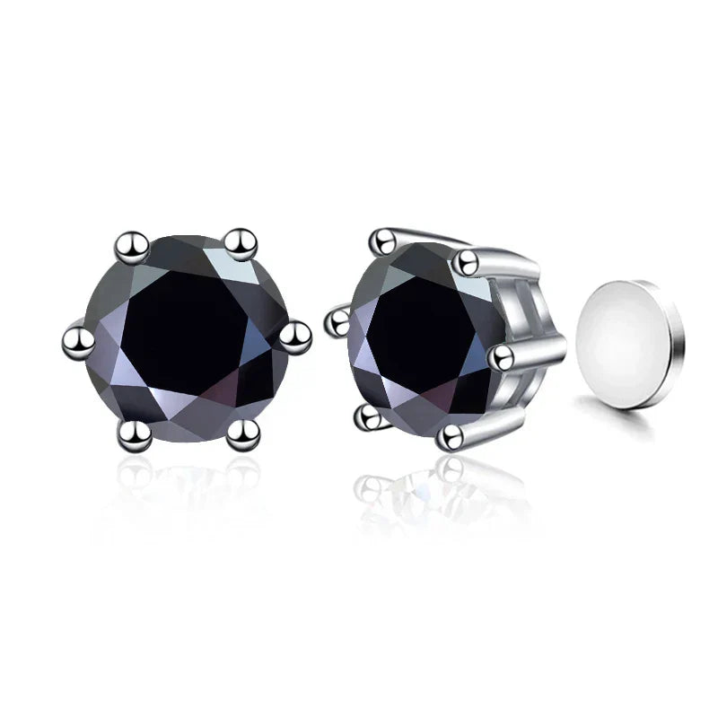 Sterling Silver 925 1ct Moissanite 6-Claw Stud Earrings Unisex Magnetic Hole BandsCo Straps