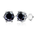 Sterling Silver 925 1ct Moissanite 6-Claw Stud Earrings Unisex Magnetic Hole BandsCo Straps