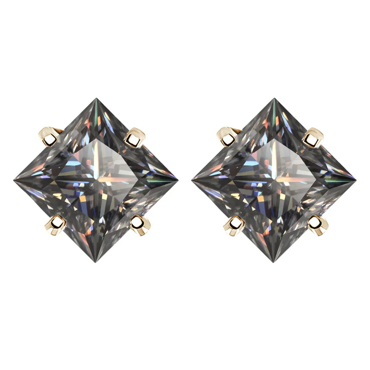 Sterling Silver 925 Green Princess Cut Moissanite Stud Earrings For Women BandsCo Straps