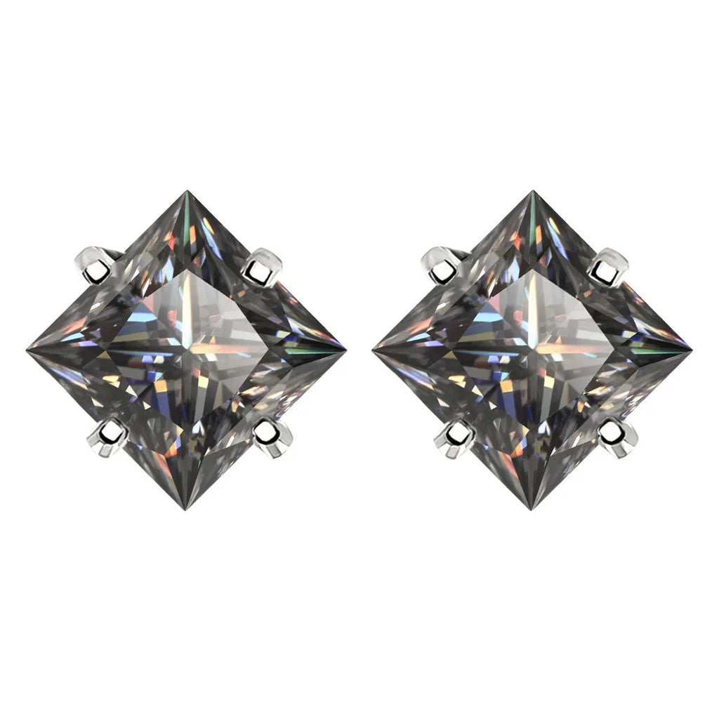 Sterling Silver 925 Green Princess Cut Moissanite Stud Earrings For Women BandsCo Straps