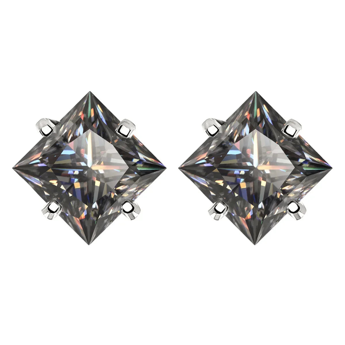 Sterling Silver 925 Green Princess Cut Moissanite Stud Earrings For Women BandsCo Straps