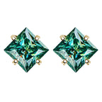 Sterling Silver 925 Green Princess Cut Moissanite Stud Earrings For Women BandsCo Straps