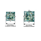 Sterling Silver 925 Green Princess Cut Moissanite Stud Earrings For Women BandsCo Straps