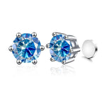 Sterling Silver 925 1ct Moissanite 6-Claw Stud Earrings Unisex Magnetic Hole BandsCo Straps