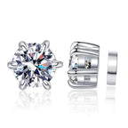 Sterling Silver 925 1ct Moissanite 6-Claw Stud Earrings Unisex Magnetic Hole BandsCo Straps