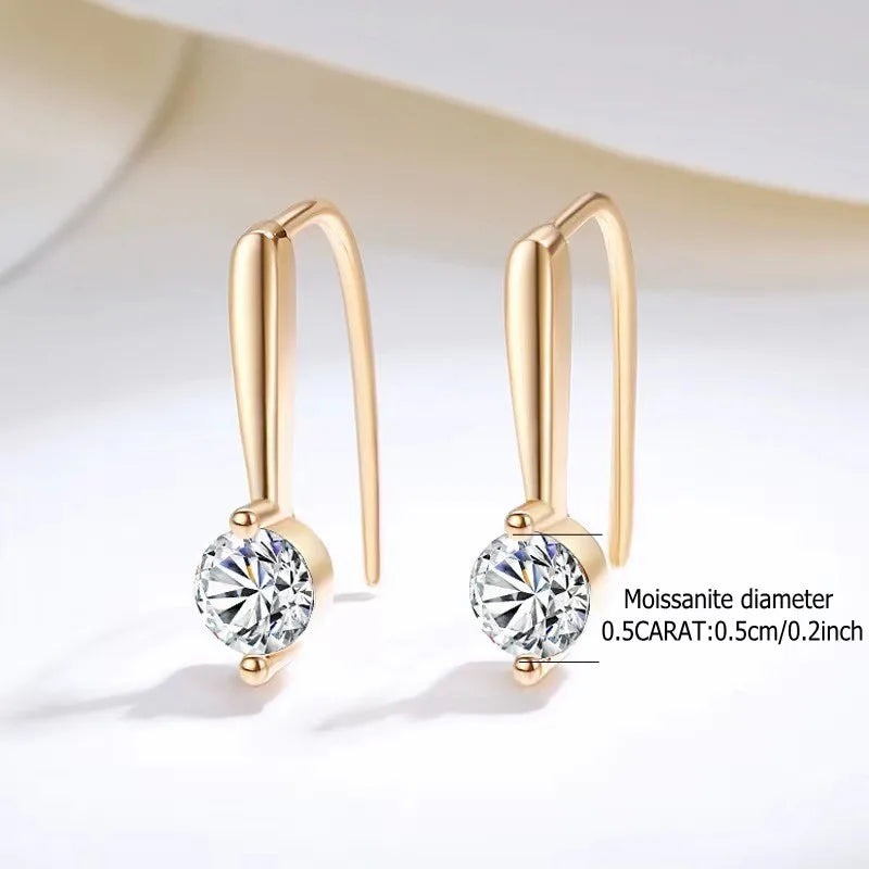 Sterling Silver 925 Moissanite Drop Earrings 1.0cttw (0.5ctx2) Bridal Luxury Fashion Gift BandsCo Straps
