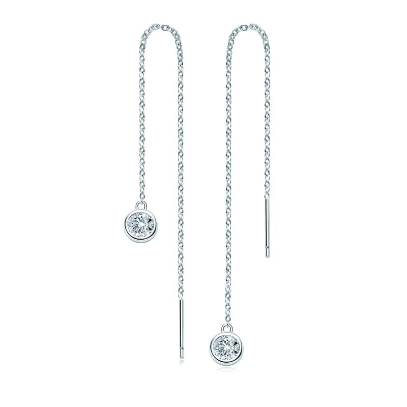 Sterling Silver 925 Moissanite Drop Earrings 1ct Bubble Ear Wire BandsCo Straps