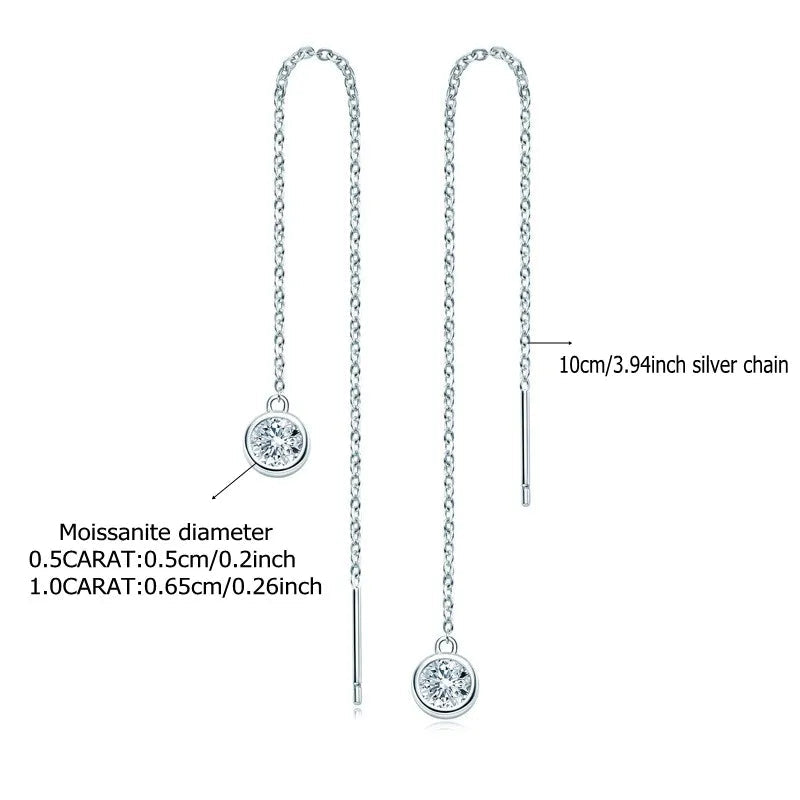 Sterling Silver 925 Moissanite Drop Earrings 1ct Bubble Ear Wire BandsCo Straps