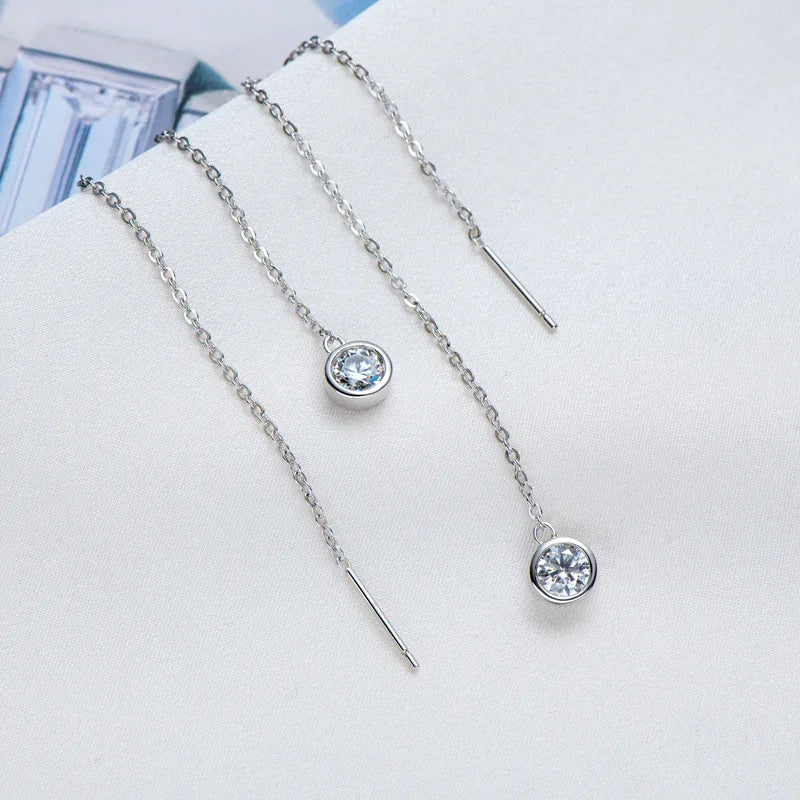Sterling Silver 925 Moissanite Drop Earrings 1ct Bubble Ear Wire BandsCo Straps