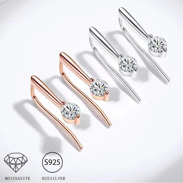 Sterling Silver 925 Moissanite Drop Earrings 1.0cttw (0.5ctx2) Bridal Luxury Fashion Gift BandsCo Straps
