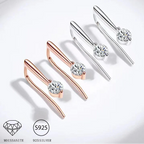 Sterling Silver 925 Moissanite Drop Earrings 1.0cttw (0.5ctx2) Bridal Luxury Fashion Gift BandsCo Straps