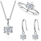 Sterling Silver 925 Moissanite Jewelry Set 2.5CT D Color Necklace Earrings BandsCo Straps