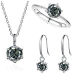 Sterling Silver 925 Moissanite Jewelry Set 2.5CT D Color Necklace Earrings BandsCo Straps
