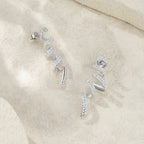 Sterling Silver 925 Moissanite Spiral Drop Earrings For Women Twisted Elegant BandsCo Straps
