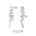 Sterling Silver 925 Moissanite Spiral Drop Earrings For Women Twisted Elegant BandsCo Straps