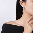 Sterling Silver 925 Moissanite Spiral Drop Earrings For Women Twisted Elegant BandsCo Straps