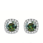 Sterling Silver 925 Moissanite Square Stud Earrings For Women Sparkling Gift BandsCo Straps