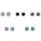 Sterling Silver 925 Moissanite Square Stud Earrings For Women Sparkling Gift BandsCo Straps