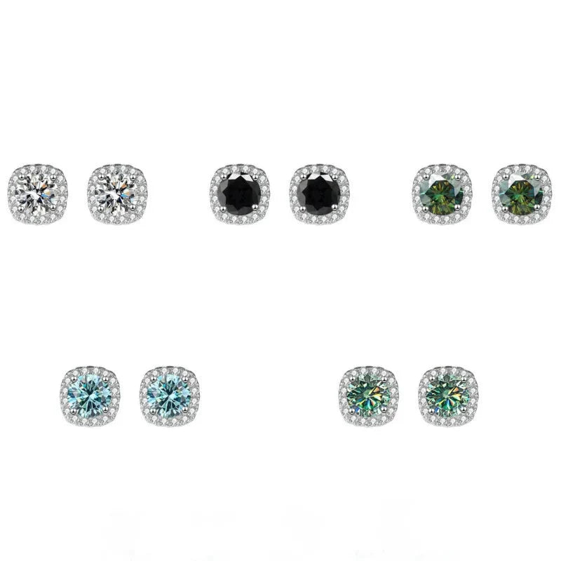 Sterling Silver 925 Moissanite Square Stud Earrings For Women Sparkling Gift BandsCo Straps