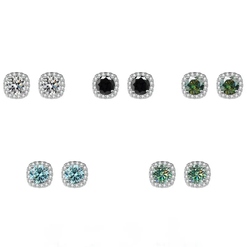 Sterling Silver 925 Moissanite Square Stud Earrings For Women Sparkling Gift BandsCo Straps