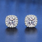 Sterling Silver 925 Moissanite Square Stud Earrings For Women Sparkling Gift BandsCo Straps