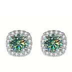 Sterling Silver 925 Moissanite Square Stud Earrings For Women Sparkling Gift BandsCo Straps