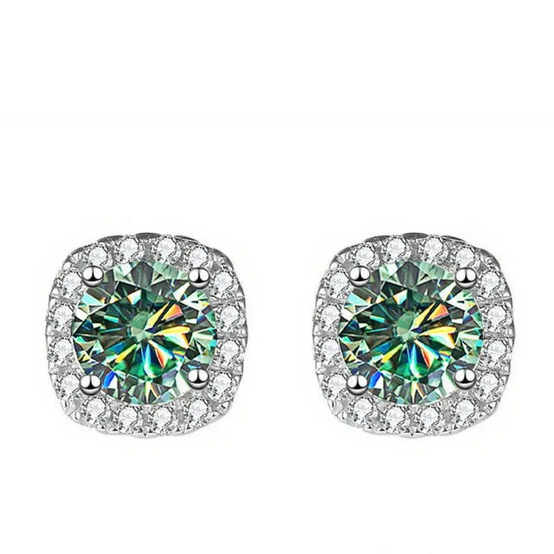 Sterling Silver 925 Moissanite Square Stud Earrings For Women Sparkling Gift BandsCo Straps