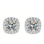 Sterling Silver 925 Moissanite Square Stud Earrings For Women Sparkling Gift BandsCo Straps
