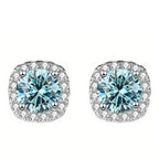 Sterling Silver 925 Moissanite Square Stud Earrings For Women Sparkling Gift BandsCo Straps
