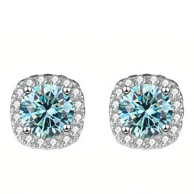 Sterling Silver 925 Moissanite Square Stud Earrings For Women Sparkling Gift BandsCo Straps