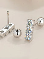 Sterling Silver 925 Moissanite Stud Earrings 0.6ct Total Straight Row BandsCo Straps