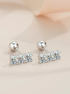Sterling Silver 925 Moissanite Stud Earrings 0.6ct Total Straight Row BandsCo Straps