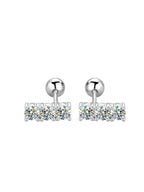 Sterling Silver 925 Moissanite Stud Earrings 0.6ct Total Straight Row BandsCo Straps