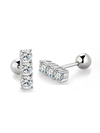 Sterling Silver 925 Moissanite Stud Earrings 0.6ct Total Straight Row BandsCo Straps