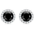 Sterling Silver 925 Moissanite Stud Earrings 0.5-1ct Black Round BandsCo Straps