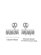 Sterling Silver 925 Moissanite Stud Earrings 0.6ct Total Straight Row BandsCo Straps