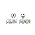 Sterling Silver 925 Moissanite Stud Earrings 0.6ct Total Straight Row BandsCo Straps