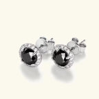 Sterling Silver 925 Moissanite Stud Earrings 0.5-1ct Black Round BandsCo Straps