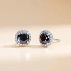 Sterling Silver 925 Moissanite Stud Earrings 0.5-1ct Black Round BandsCo Straps