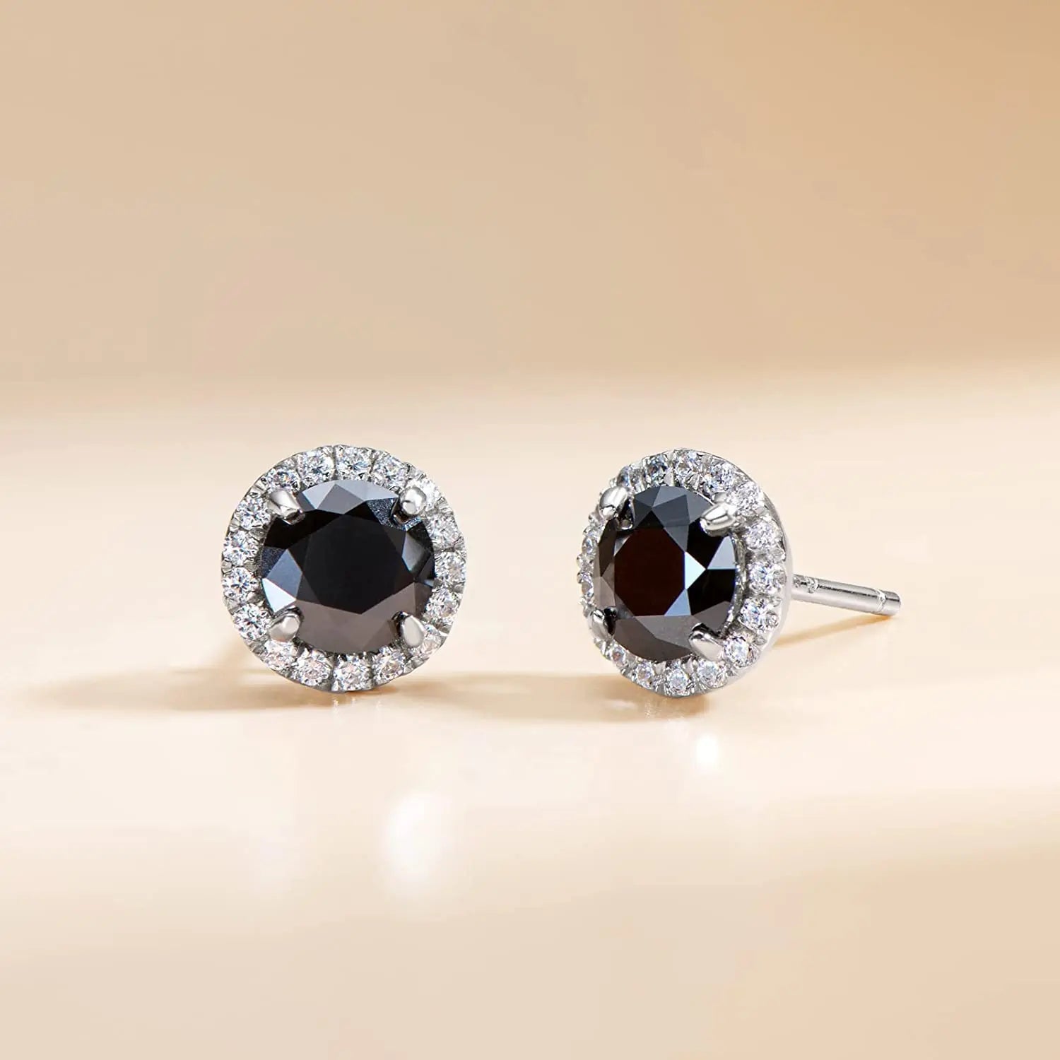 Sterling Silver 925 Moissanite Stud Earrings 0.5-1ct Black Round BandsCo Straps