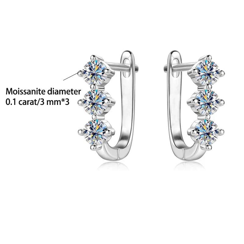 Sterling Silver 925 0.6ct Moissanite Stud Earrings Unisex Classic Retro BandsCo Straps