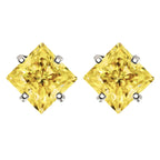 Sterling Silver 925 Green Princess Cut Moissanite Stud Earrings For Women BandsCo Straps